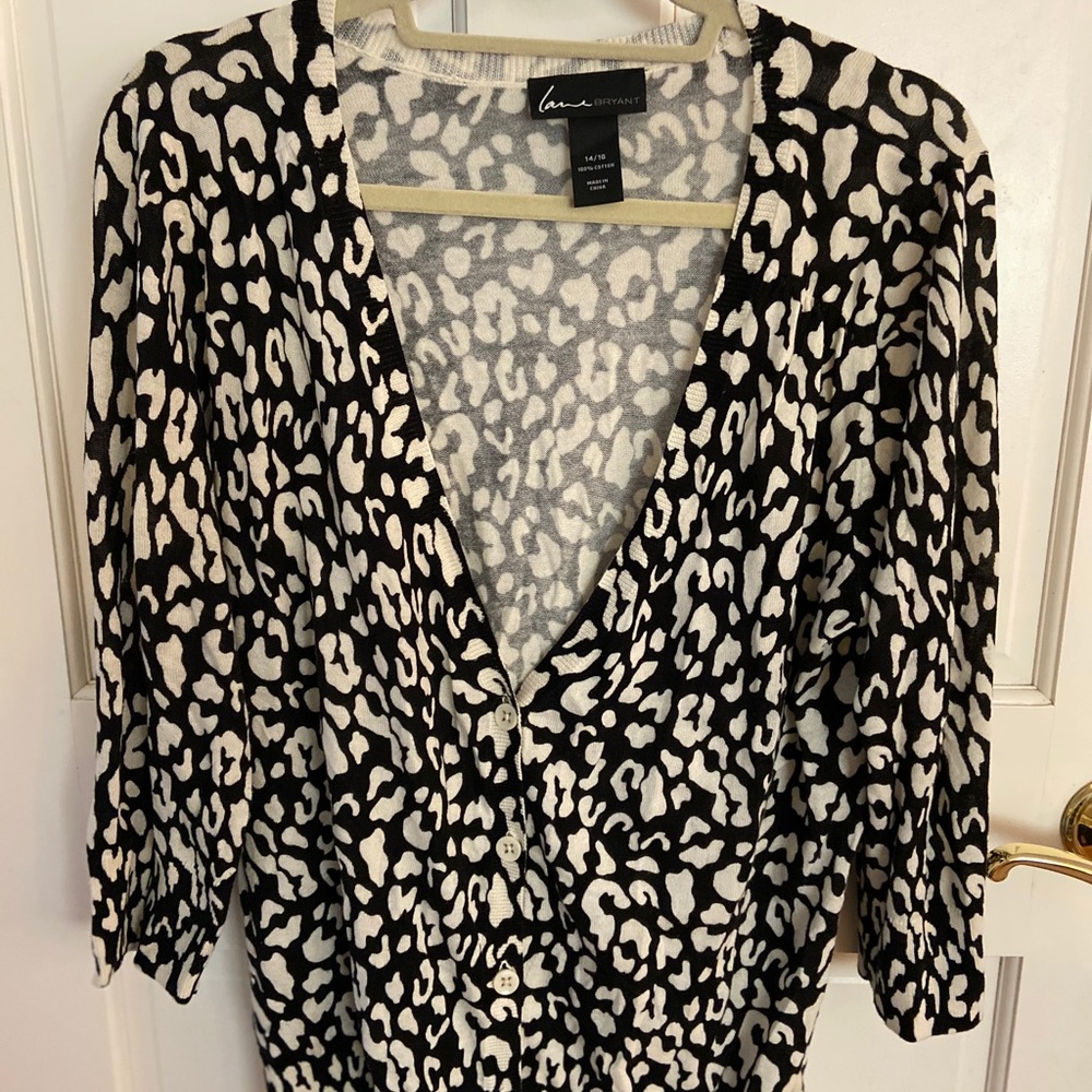 Cute black and white animal print button cardigan